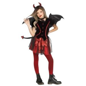 NWT Fun World Girls Devil Child Costume‎ Halloween Dress Horn Cosplay
